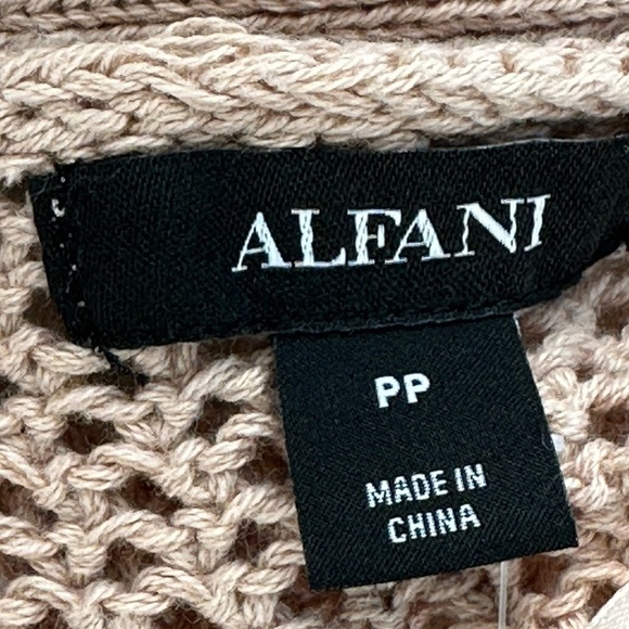 Alfani Great Escape Button Front V Neck Open Knit Vest - Tan - size PP (XSP) - Picture 6 of 10